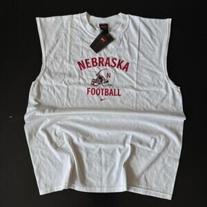White and red vintage NWT Nike center swoosh Nebraska shirt